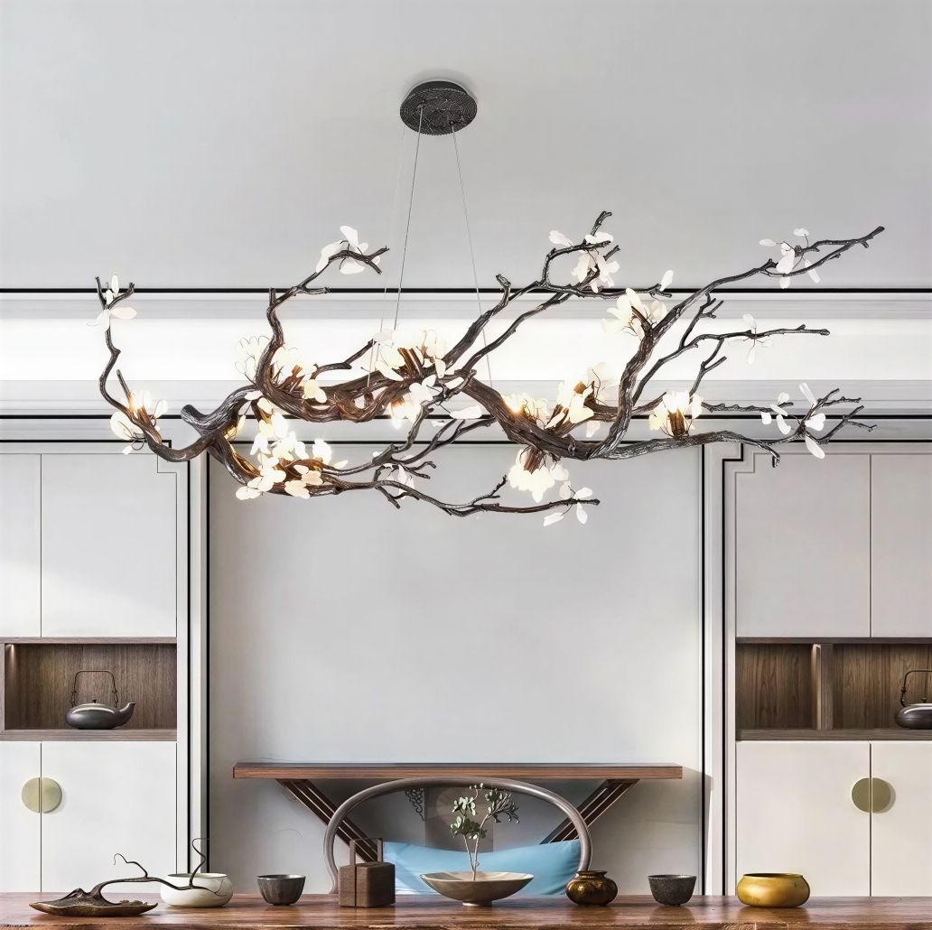 Suspension Luminaire Design Lustre Bonsaï Cuivre Art Déco