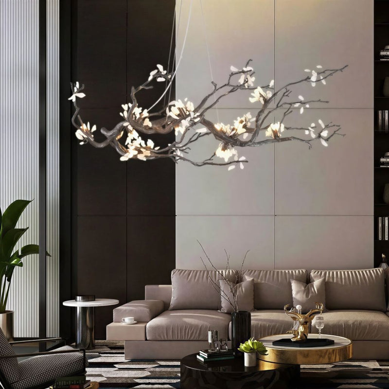 Suspension Luminaire Design Lustre Bonsaï Cuivre Art Déco
