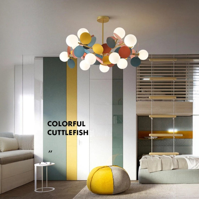 Suspension Luminaire Design Lustre Branches Fleuries Colorées