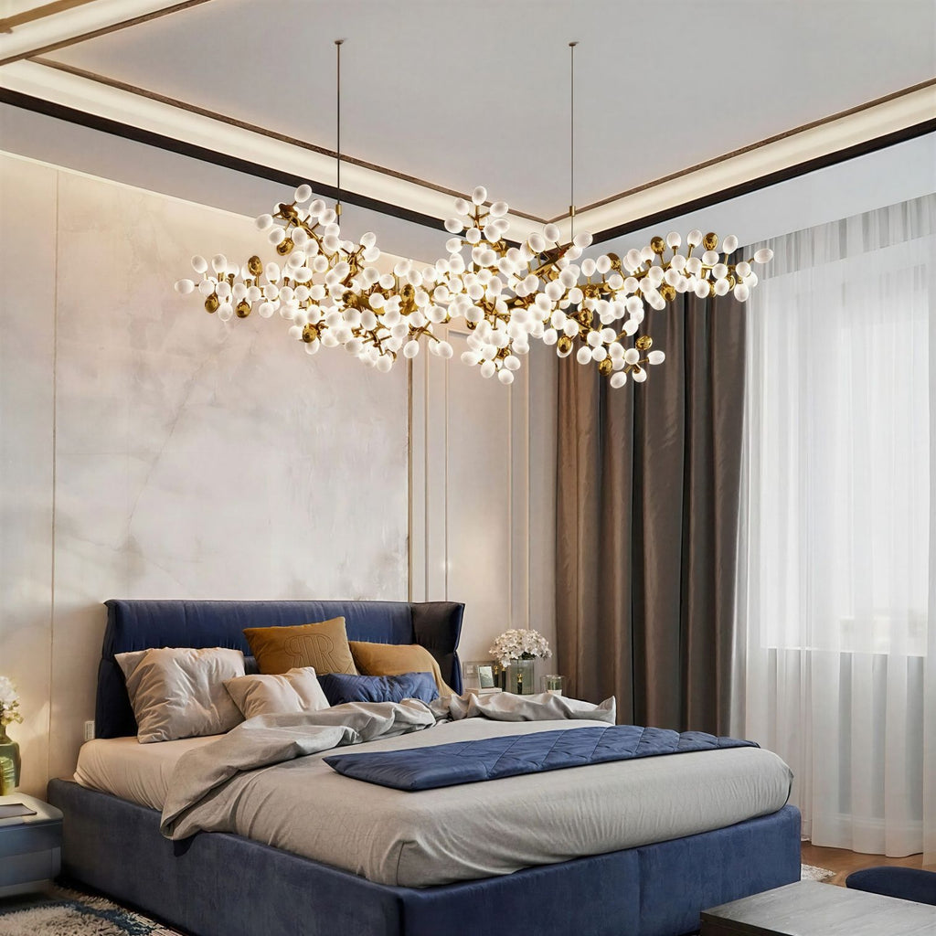 Suspension Luminaire Design Lustre Grappe Raisins Cuivre & Verre