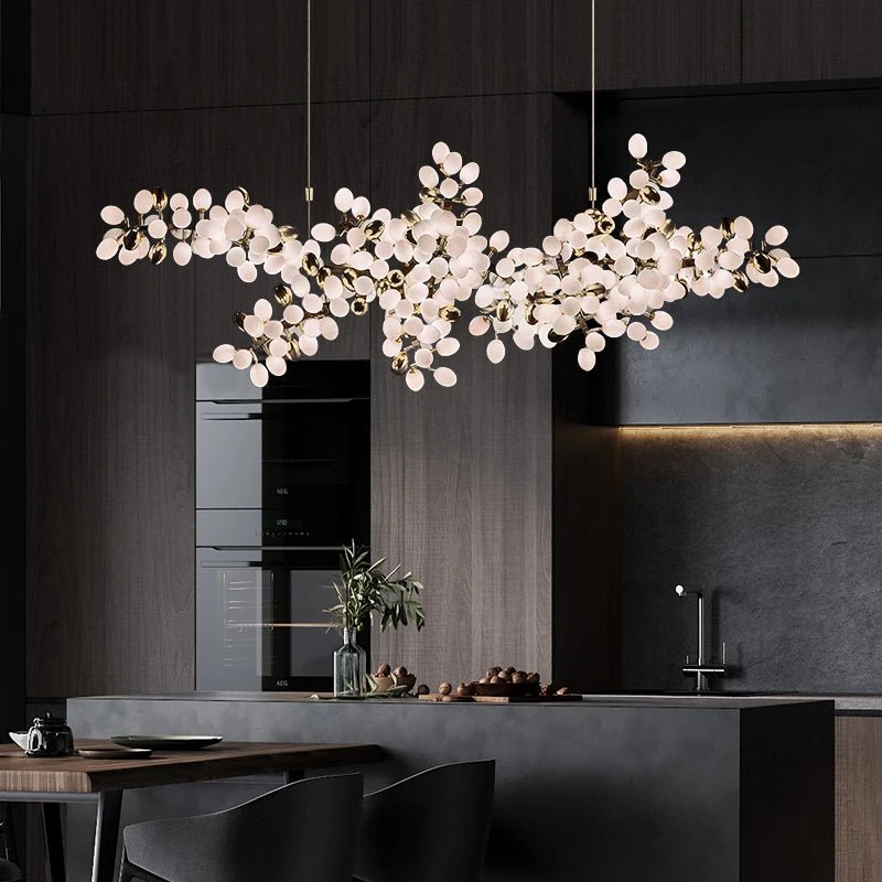 Suspension Luminaire Design Lustre Grappe Raisins Cuivre & Verre