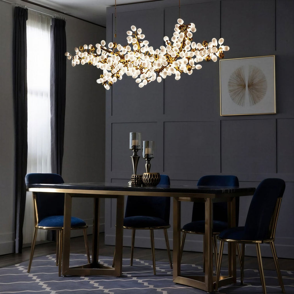 Suspension Luminaire Design Lustre Grappe Raisins Cuivre & Verre
