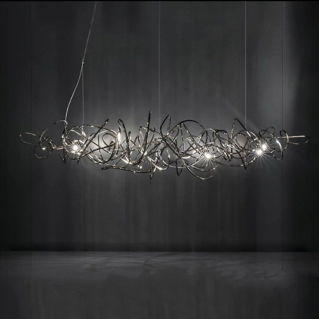 Suspension Luminaire Design Lustre Linéaire Acier Nordique