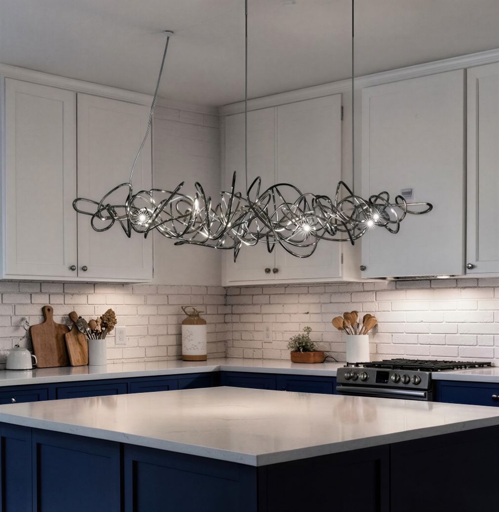 Suspension Luminaire Design Lustre Linéaire Acier Nordique