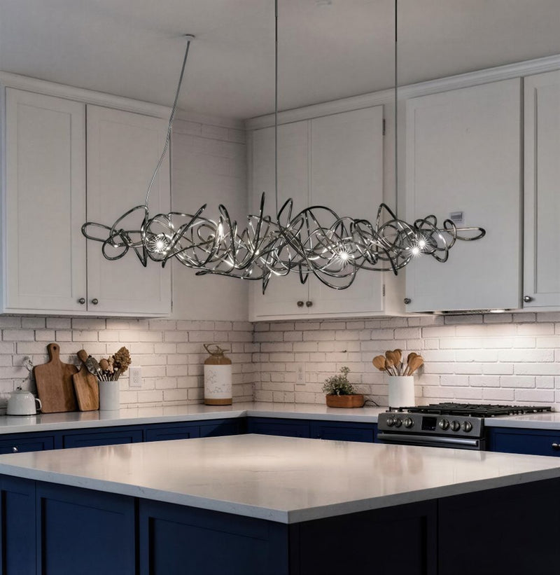 Suspension Luminaire Design Lustre Linéaire Acier Nordique