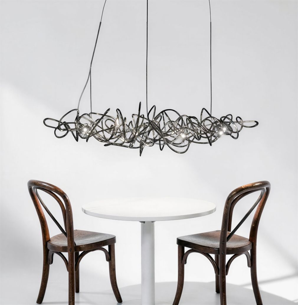 Suspension Luminaire Design Lustre Linéaire Acier Nordique