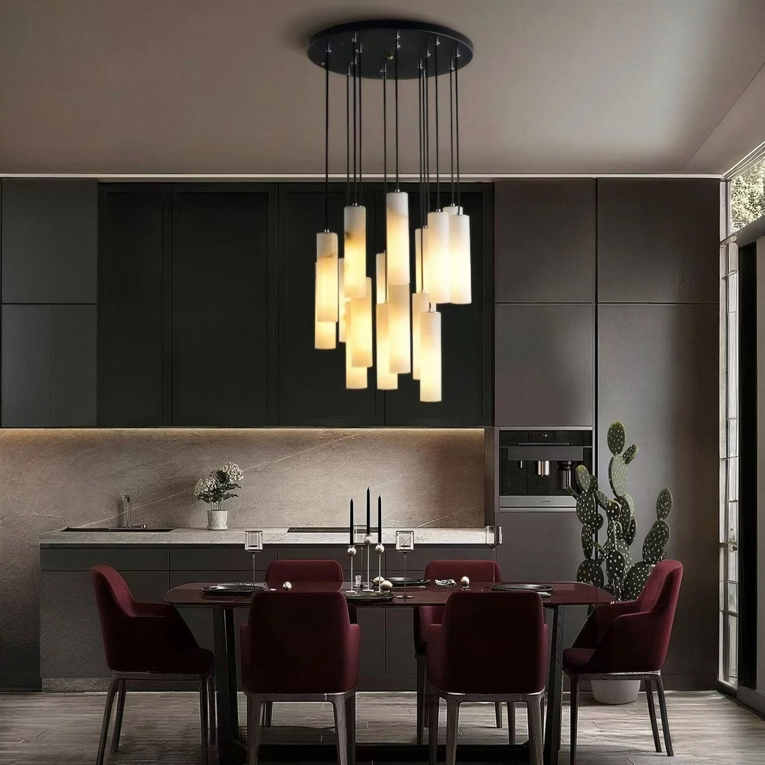Suspension Luminaire Design Marbre Cuivré Postmoderne