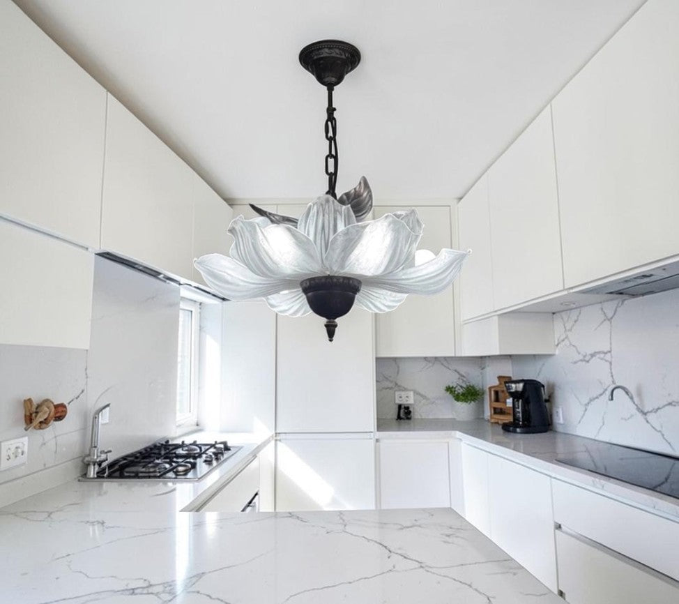 Suspension Luminaire Design Nordique Pétale Acrylique