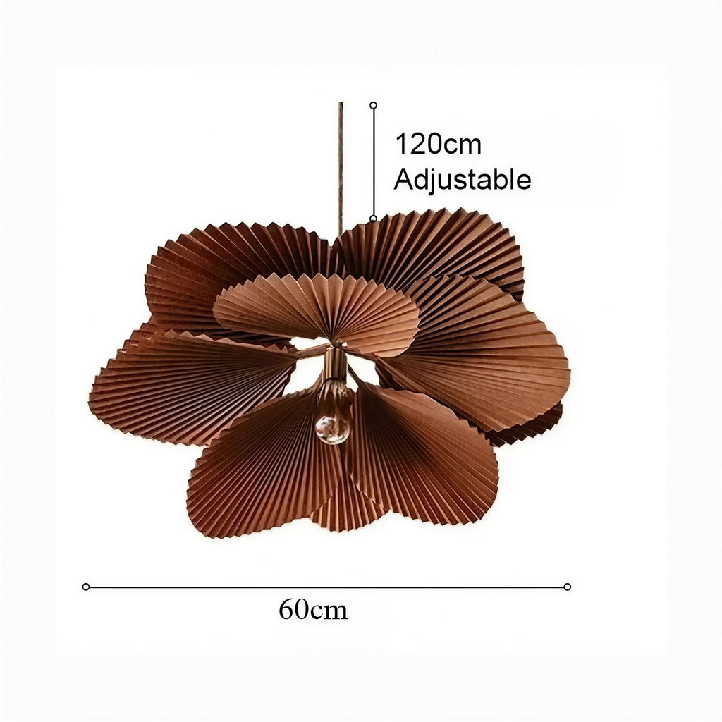 Suspension Luminaire Design Papier Plissé Éventail Wabi-Sabi