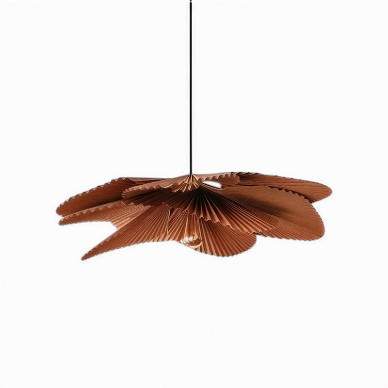 Suspension Luminaire Design Papier Plissé Éventail Wabi-Sabi