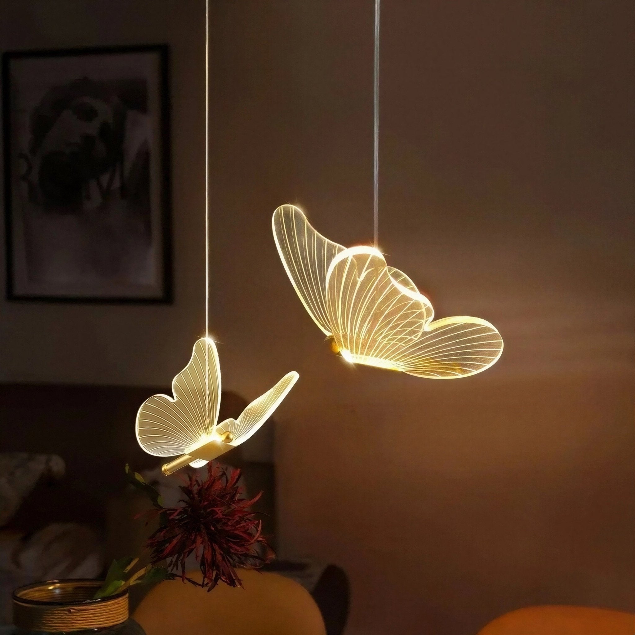 Suspension Luminaire Design Papillon Nordique — 1 ou 2 Têtes | Métal & Ampoules Incluses