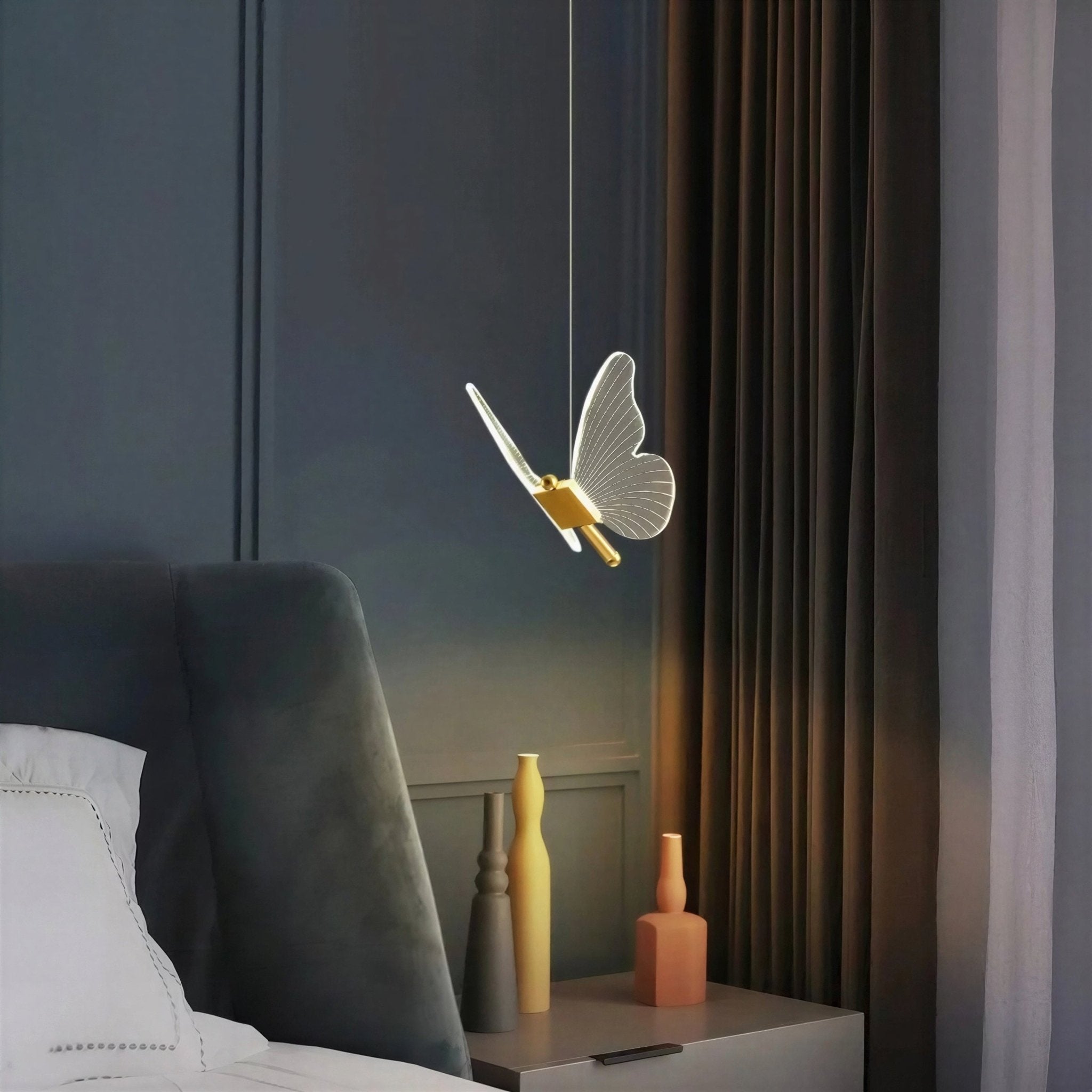 Suspension Luminaire Design Papillon Nordique — 1 ou 2 Têtes | Métal & Ampoules Incluses
