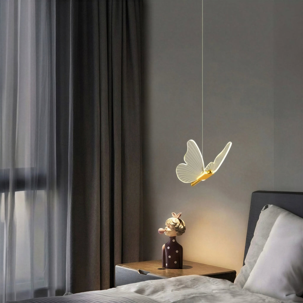 Suspension Luminaire Design Papillon Nordique — 1 ou 2 Têtes | Métal & Ampoules Incluses