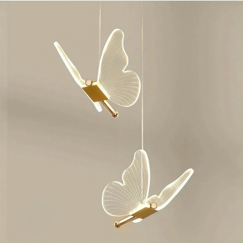 Suspension Luminaire Design Papillon Nordique — 1 ou 2 Têtes | Métal & Ampoules Incluses