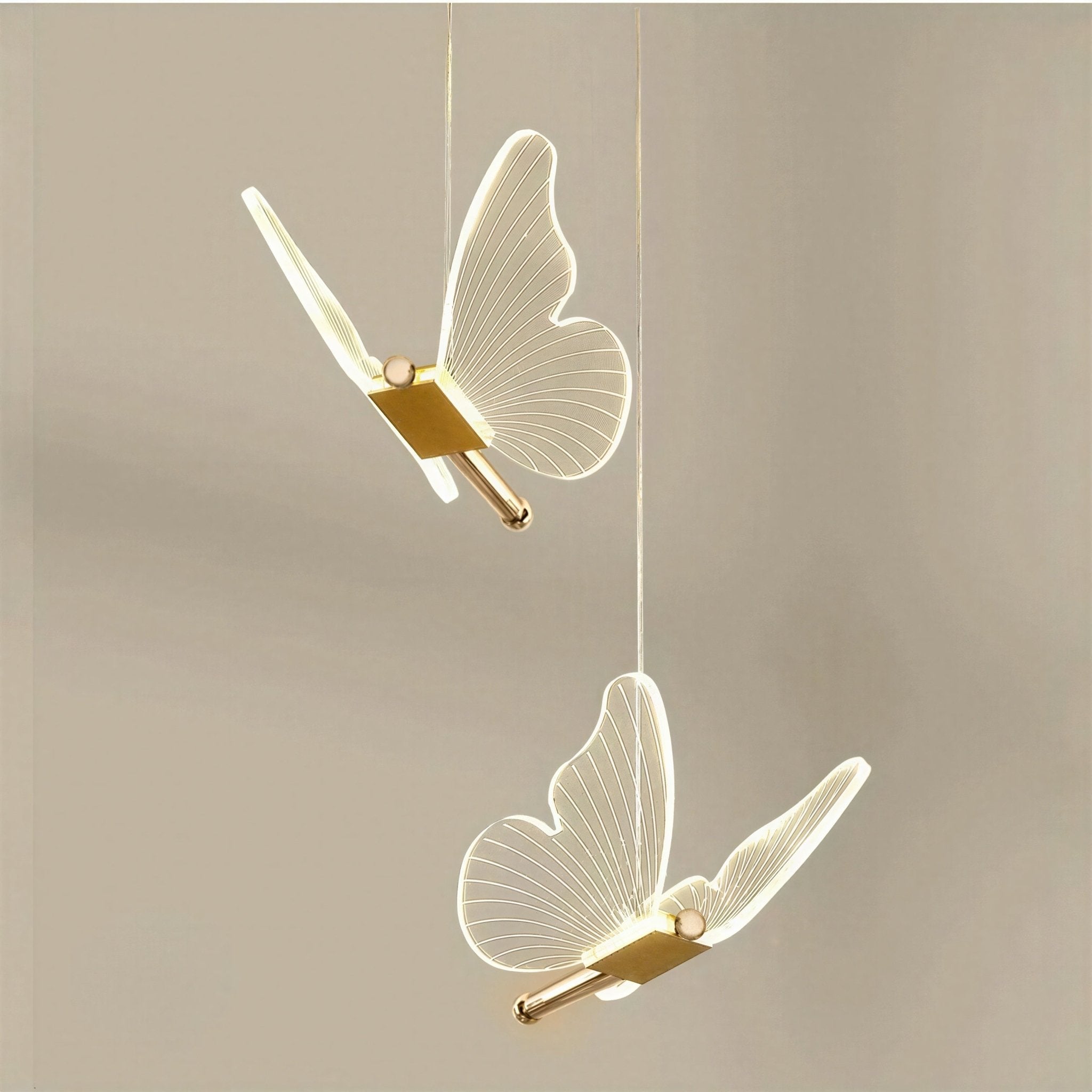 Suspension Luminaire Design Papillon Nordique — 1 ou 2 Têtes | Métal & Ampoules Incluses
