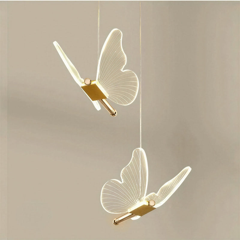 Suspension Luminaire Design Papillon Nordique — 1 ou 2 Têtes | Métal & Ampoules Incluses
