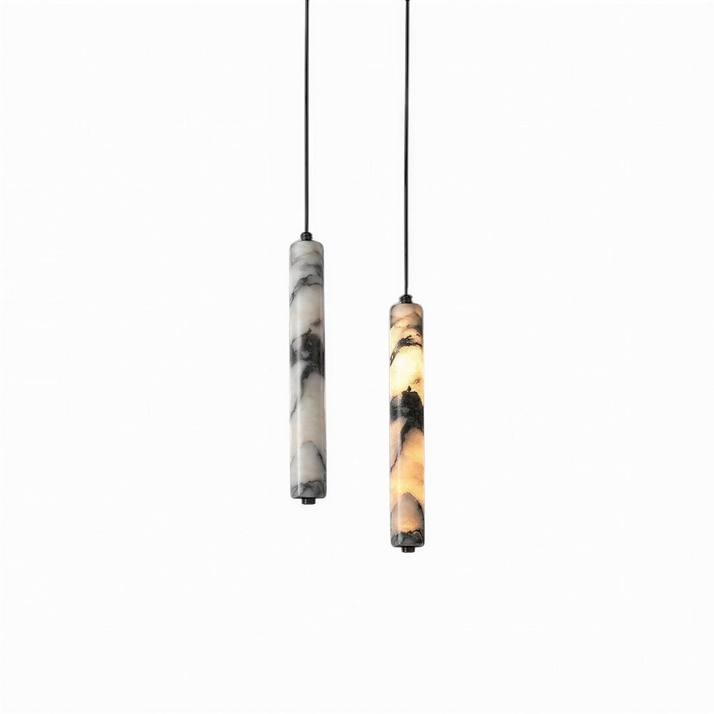 Suspension Luminaire Design Pierre Marbre Noir — LED 12W | Chambre & Salon