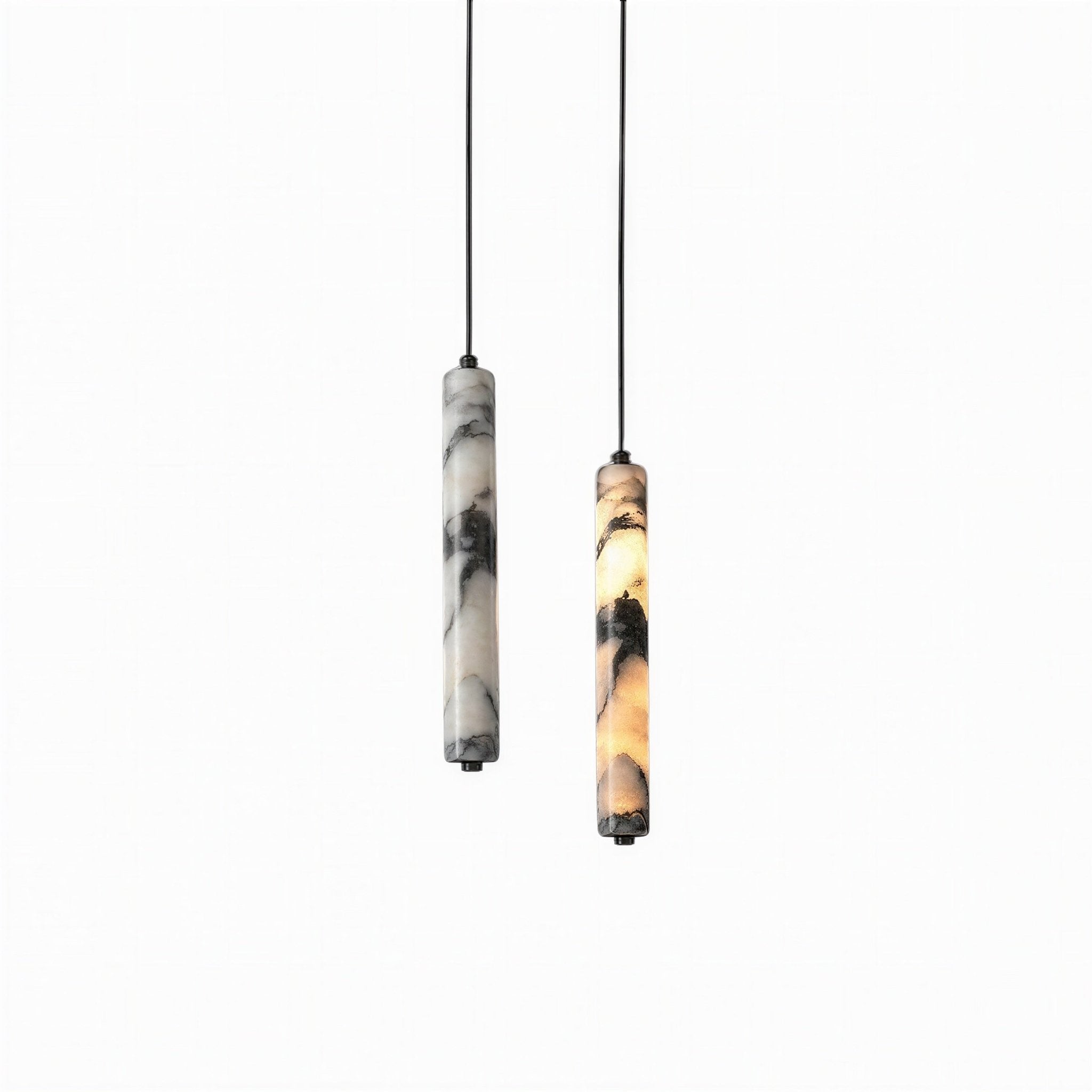 Suspension Luminaire Design Pierre Marbre Noir — LED 12W | Chambre & Salon