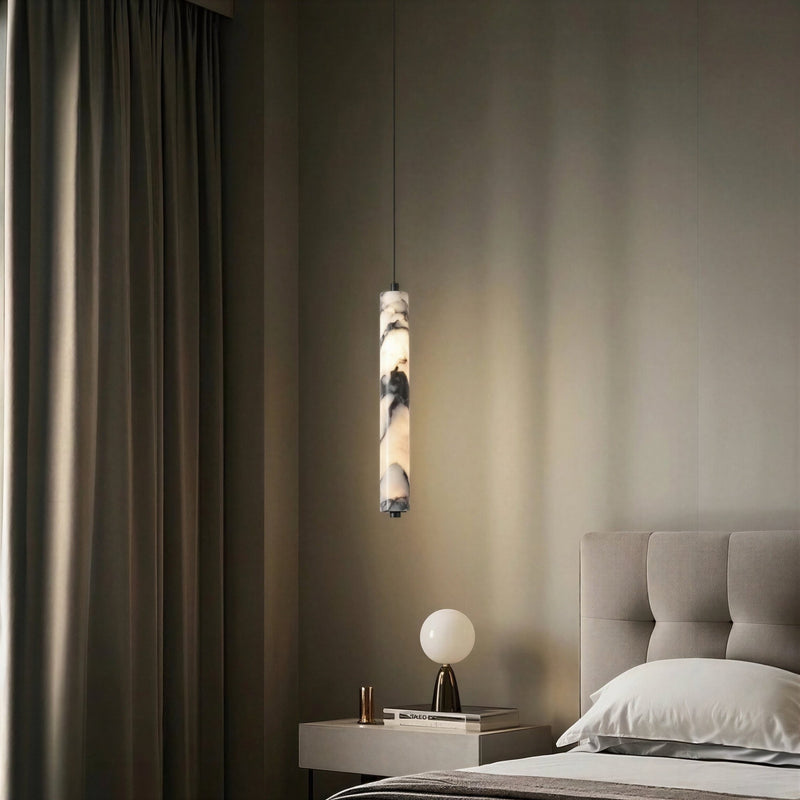 Suspension Luminaire Design Pierre Marbre Noir — LED 12W | Chambre & Salon