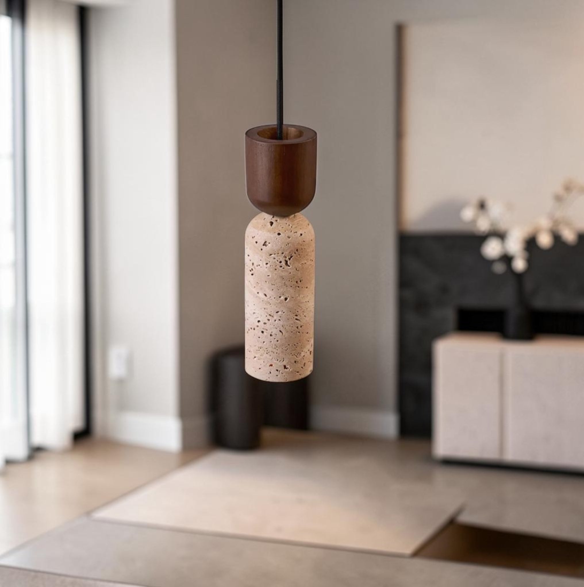 Suspension Luminaire Design Pierre Wabi-Sabi Bois — Rondins ou Noyer | E27