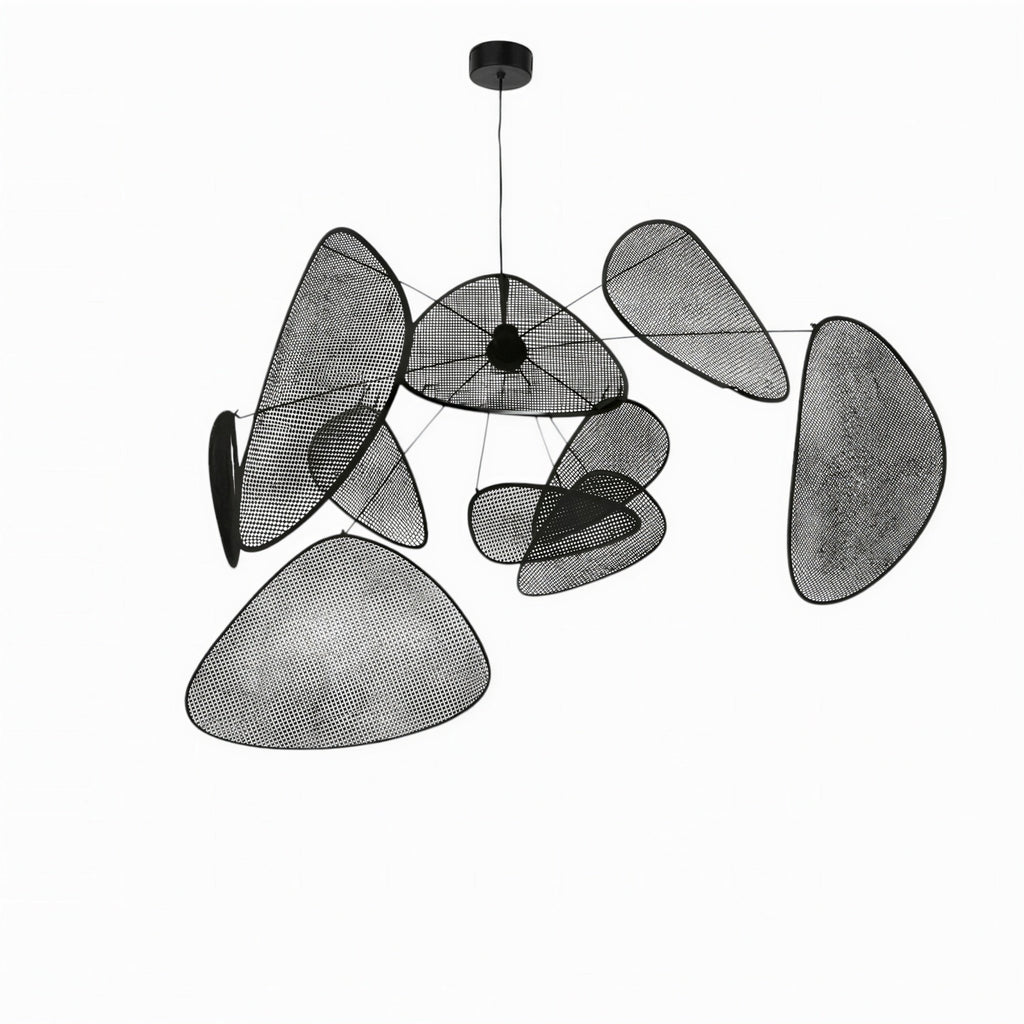 Suspension Luminaire Design Rotin Naturel Tressé Japonais