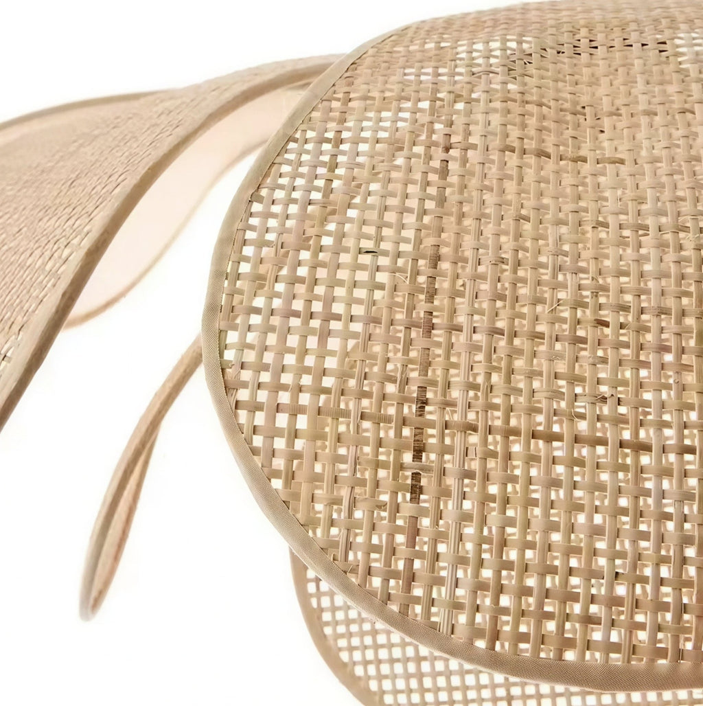 Suspension Luminaire Design Rotin Pétale Tressé