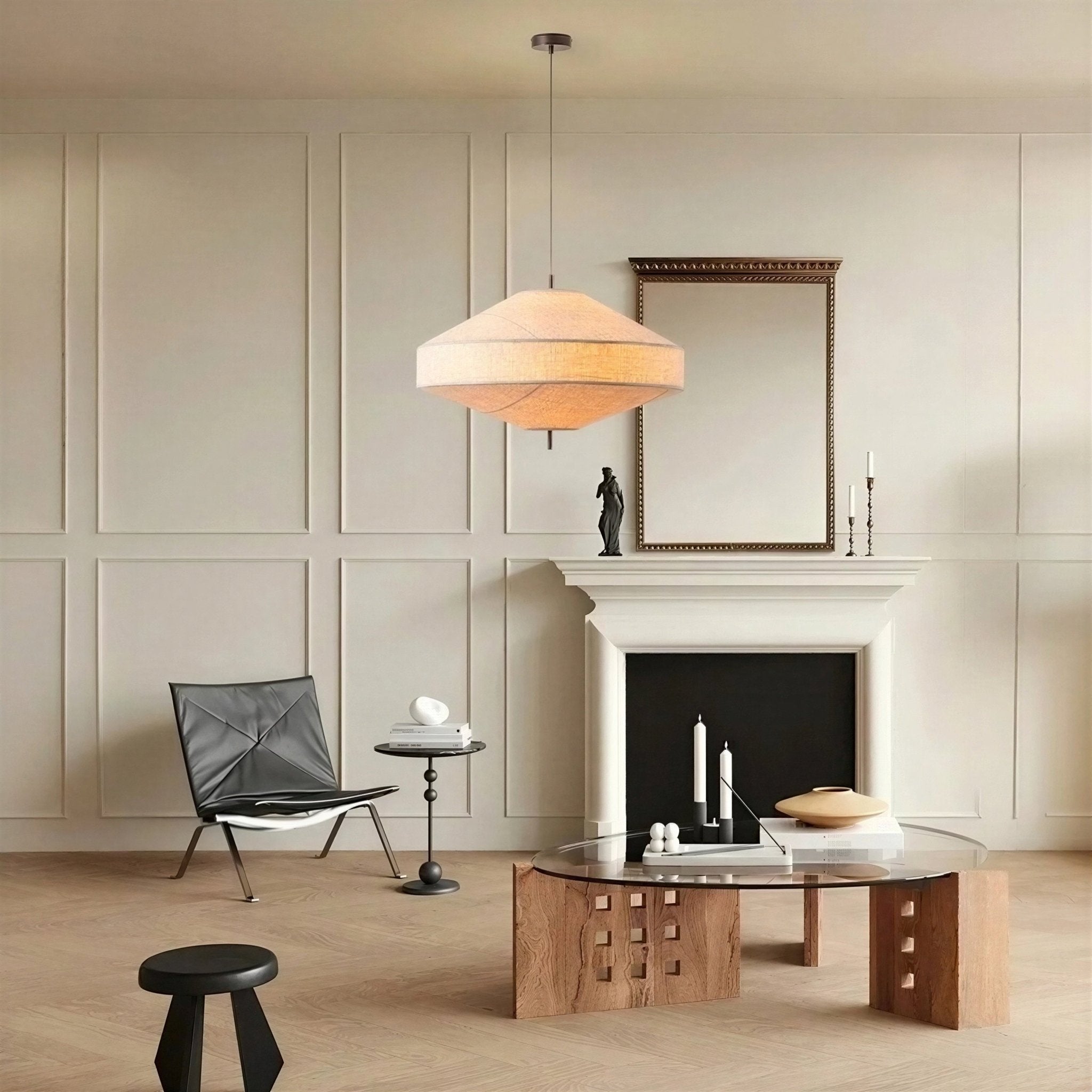 Suspension Luminaire Design Tissu Wabi-Sabi Lanterne UFO