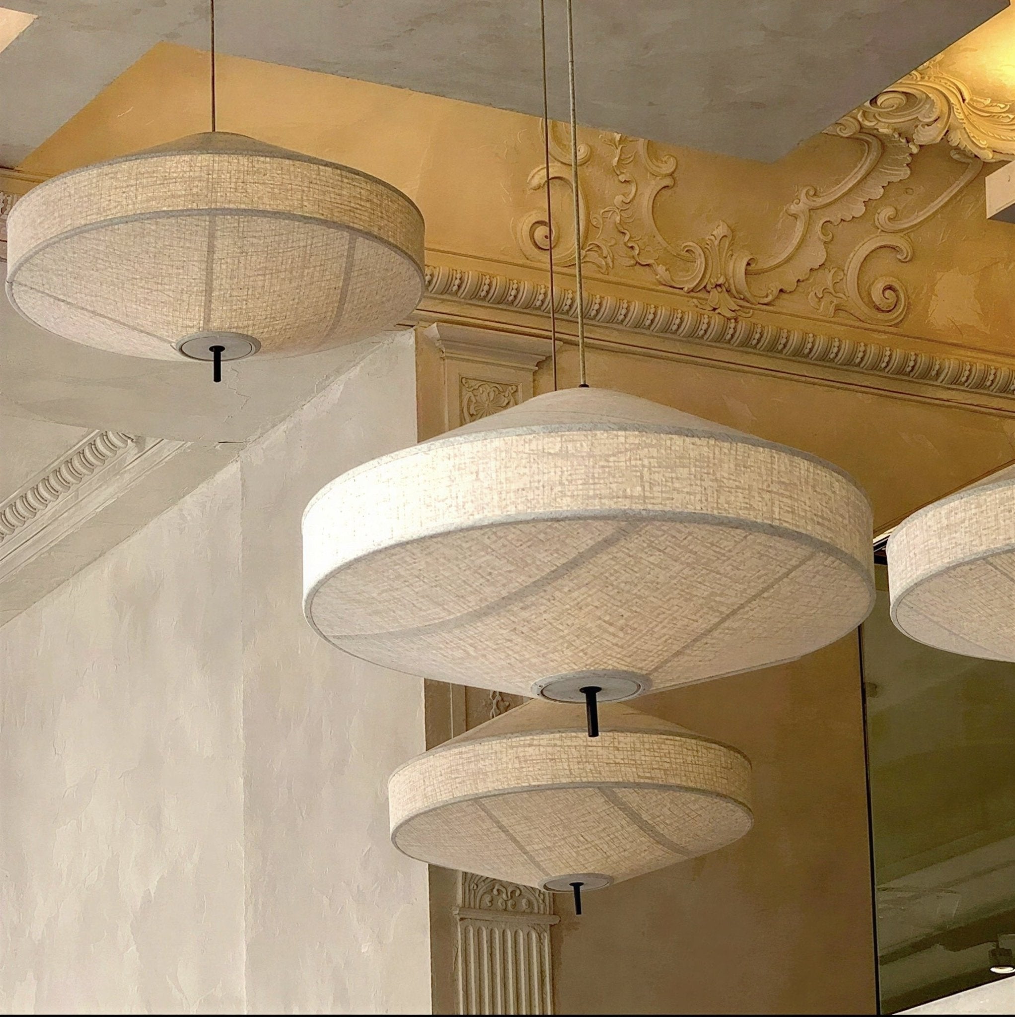 Suspension Luminaire Design Tissu Wabi-Sabi Lanterne UFO