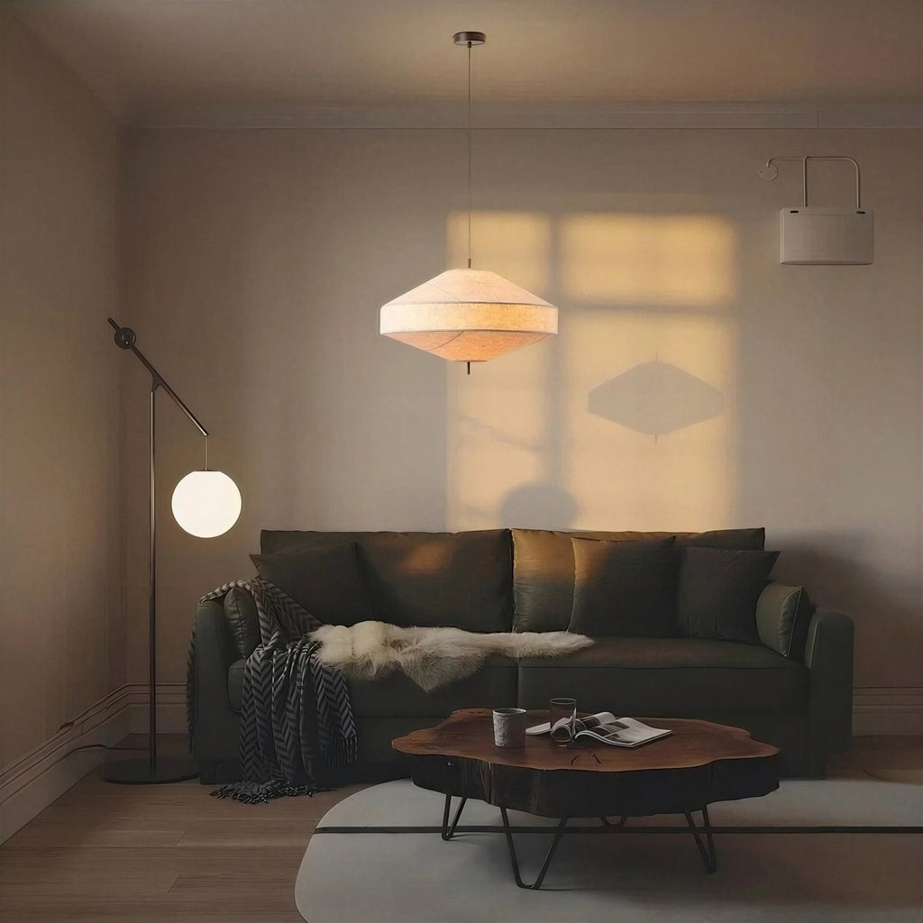 Suspension Luminaire Design Tissu Wabi-Sabi Lanterne UFO