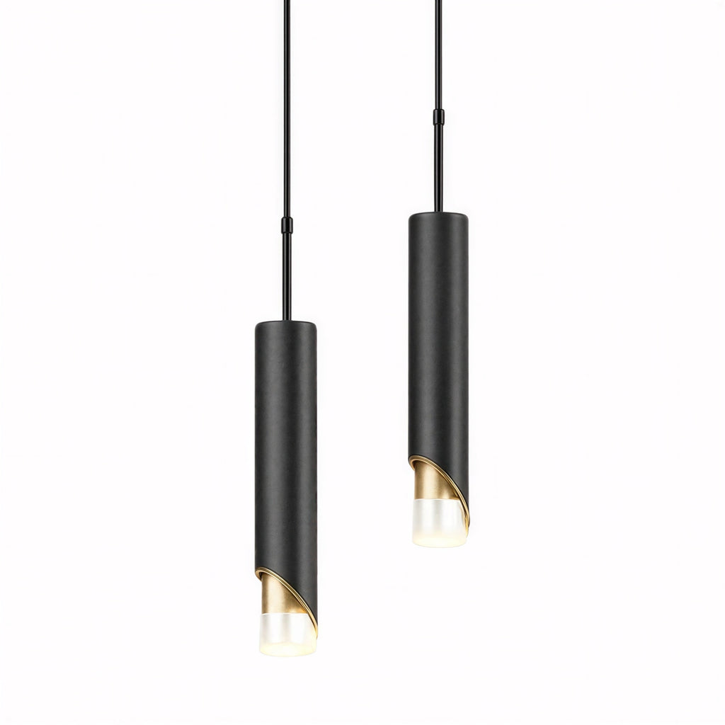 Suspension Luminaire Design Tube Cylindrique LED COB — Noir & Or
