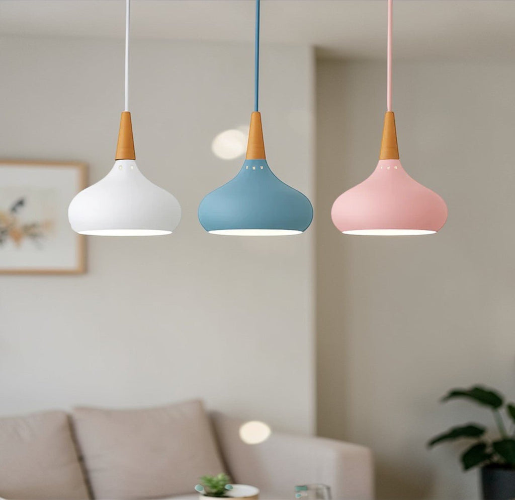 Suspension Luminaire Bois Macaron Aluminium