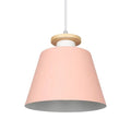 Suspension Luminaire Design Macaron Conique Pastel & Embout Bois