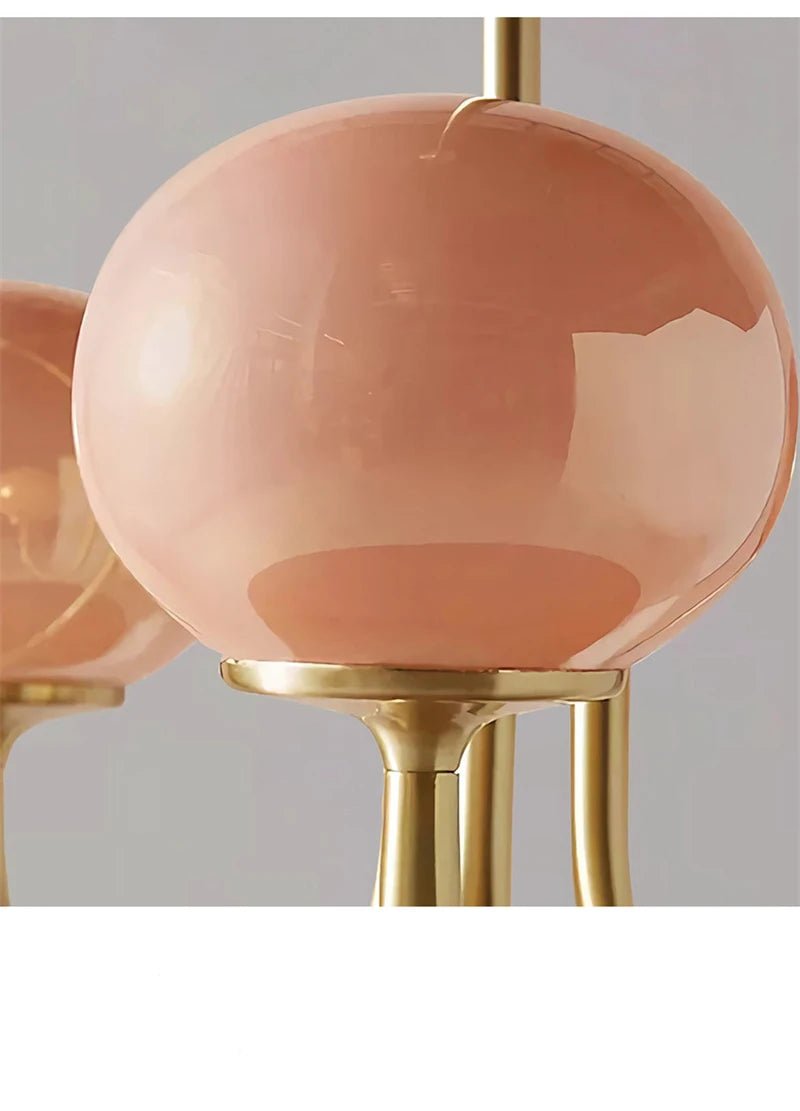 Lustre Suspension Luminaire Design Globes Verre Crème Laiton Doré — 4 Configurations