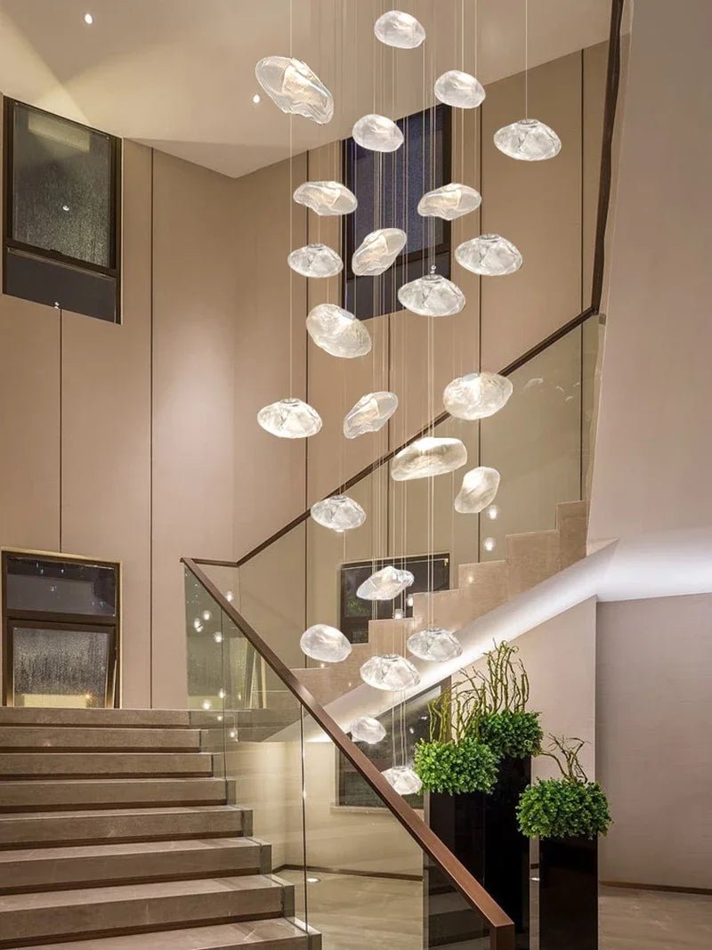 Suspension Luminaire Design Nuage Verre Soufflé Nordique — Ambre, Gris ou Claire