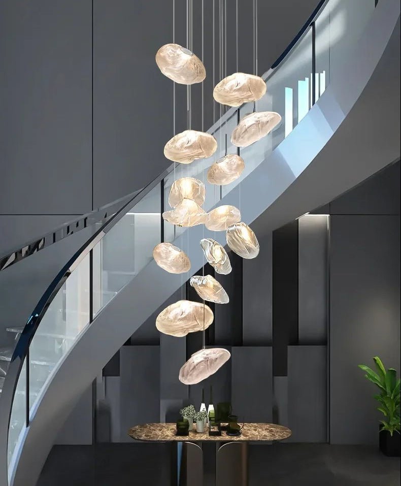 Suspension Luminaire Design Nuage Verre Soufflé Nordique — Ambre, Gris ou Claire