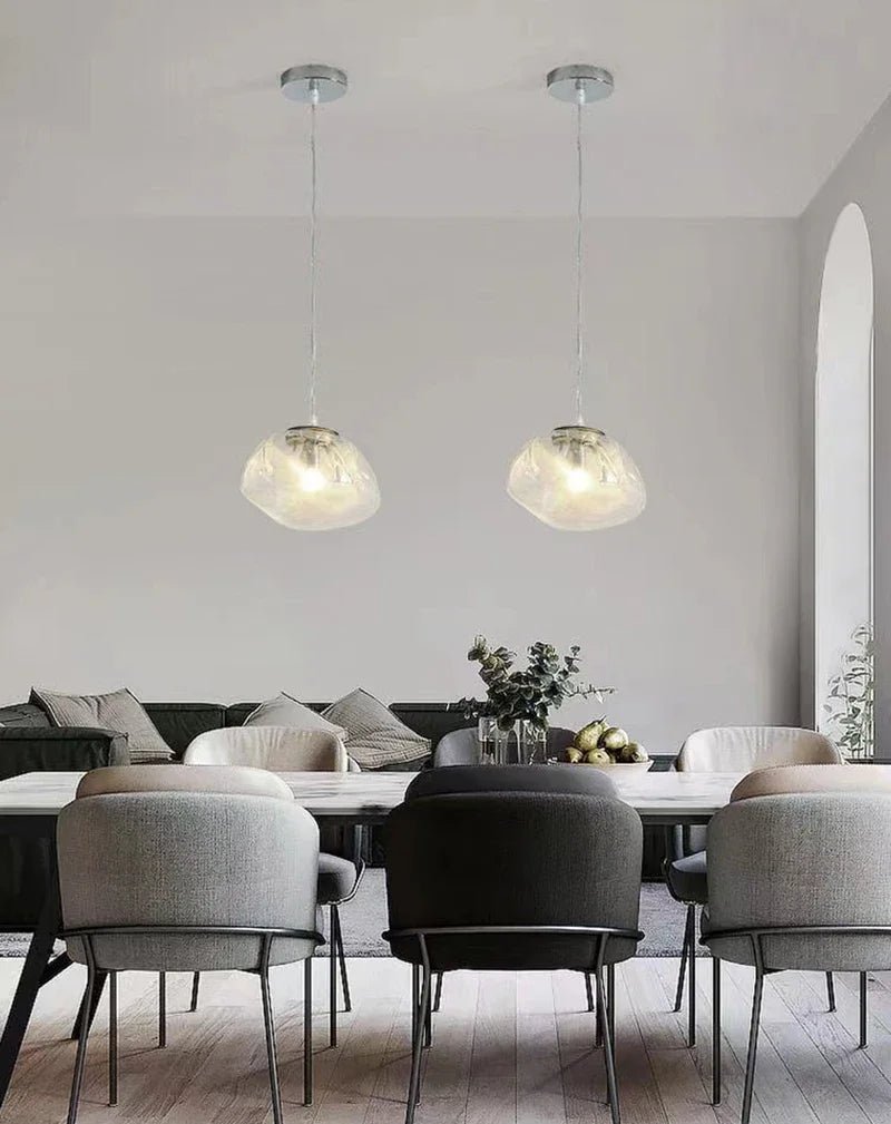 Suspension Luminaire Design Nuage Verre Soufflé Nordique — Ambre, Gris ou Claire