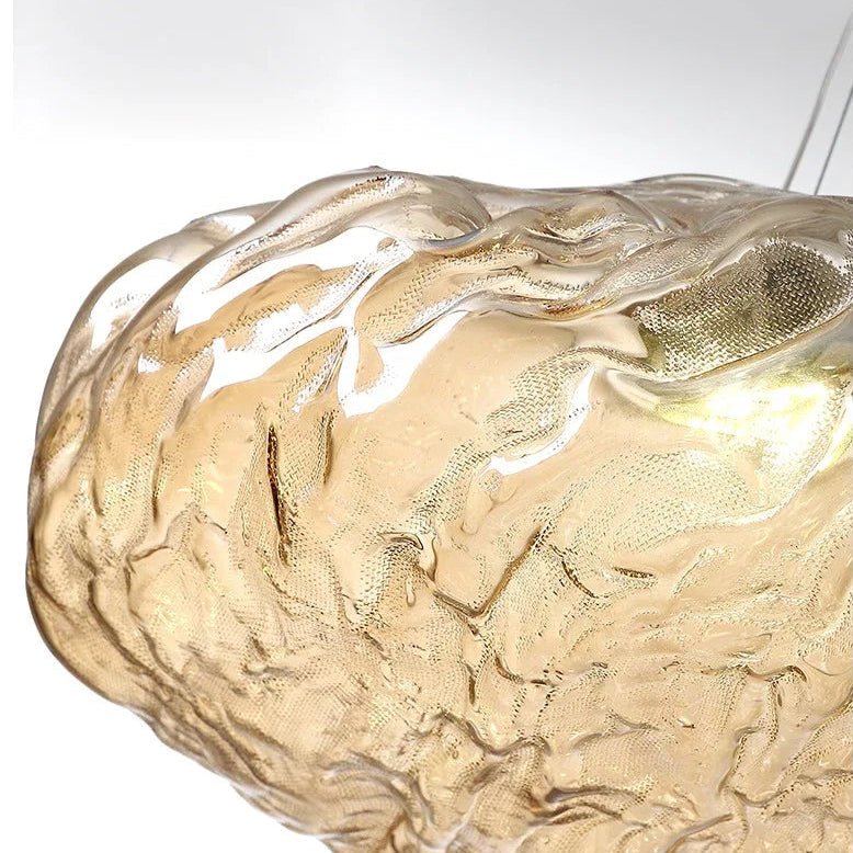 Suspension Luminaire Design Nuage Verre Soufflé Nordique — Ambre, Gris ou Claire