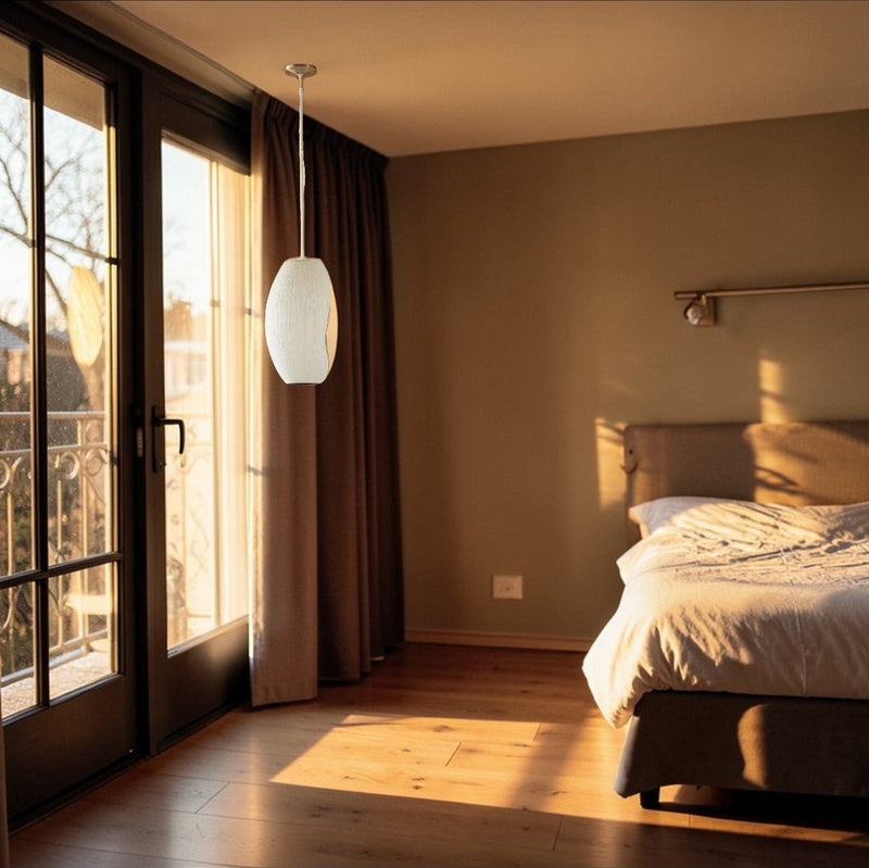 Suspension Luminaire Design Papier Plissé Blanc Style Japonais Scandinave