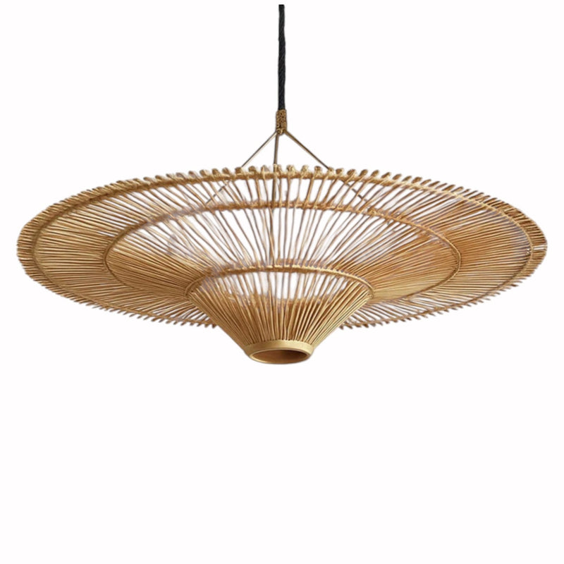 Suspension Luminaire Design Rotin Tressé Wabi-Sabi