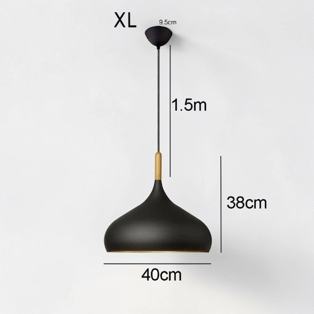 Suspension Luminaire Bois Scandinave Macaron Aluminium
