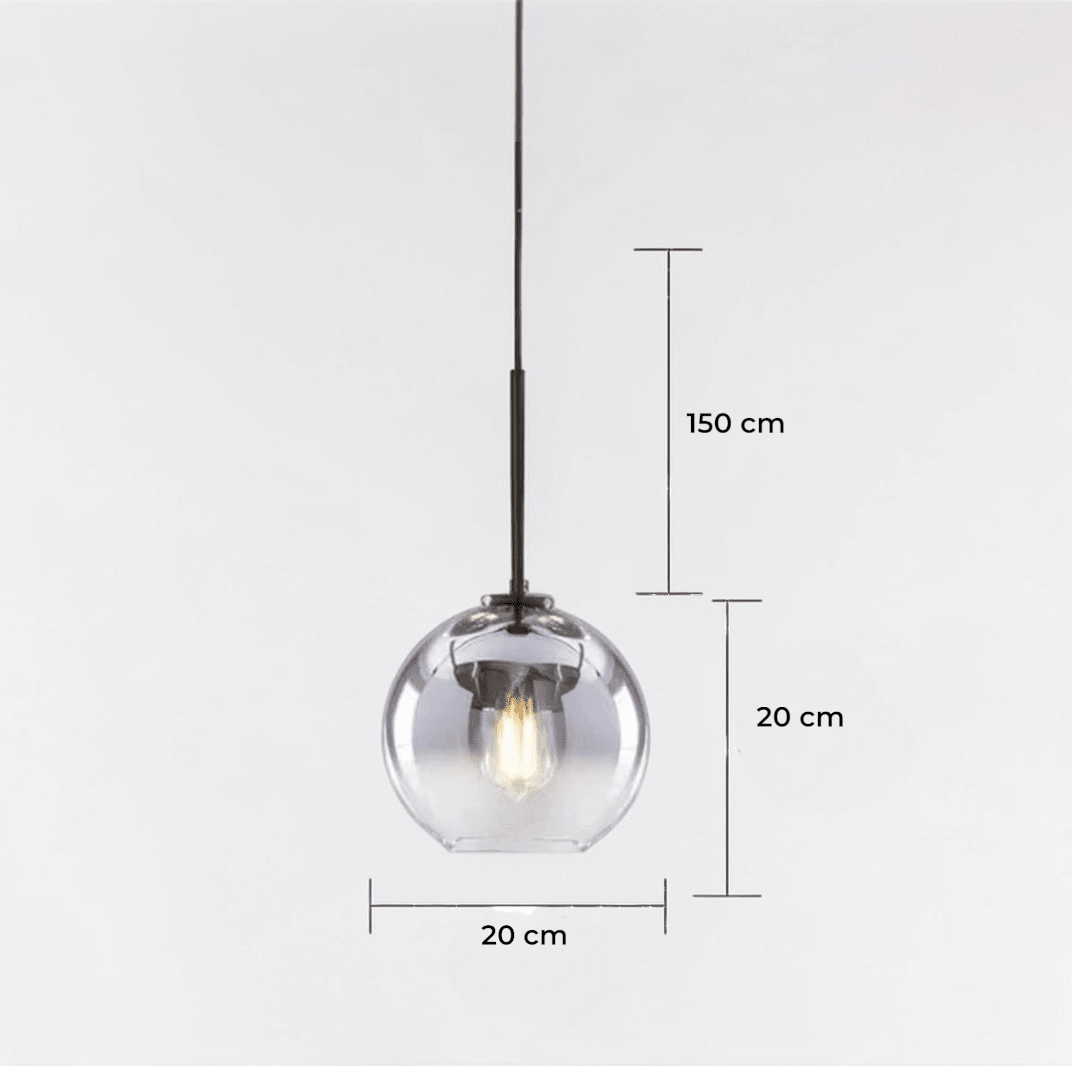 Luminaire Suspension Design Sphérique Verre Chromé LED Luxe