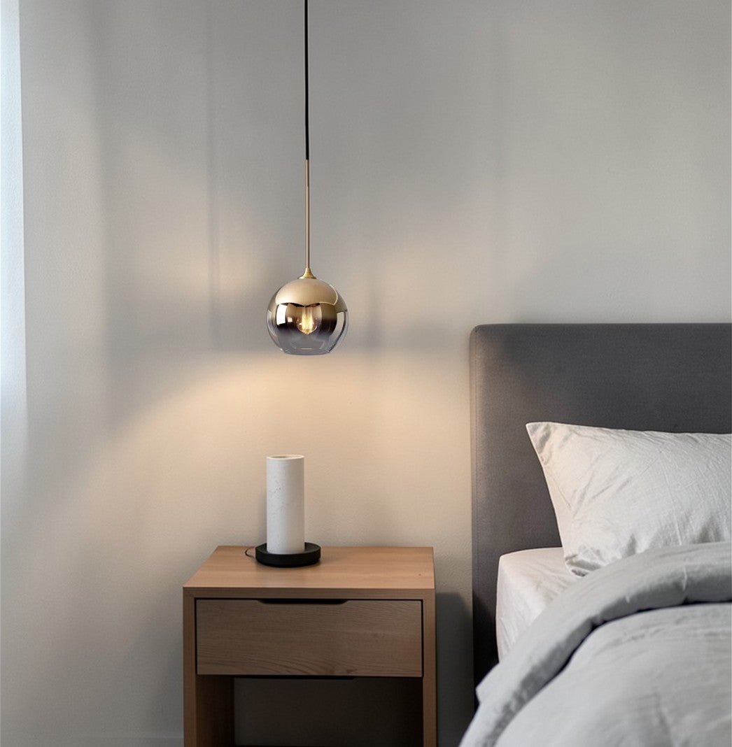 Luminaire Suspension Design Sphérique Verre Chromé LED Luxe