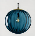 Luminaire Suspension Design Sphérique Verre Strié LED Nordique