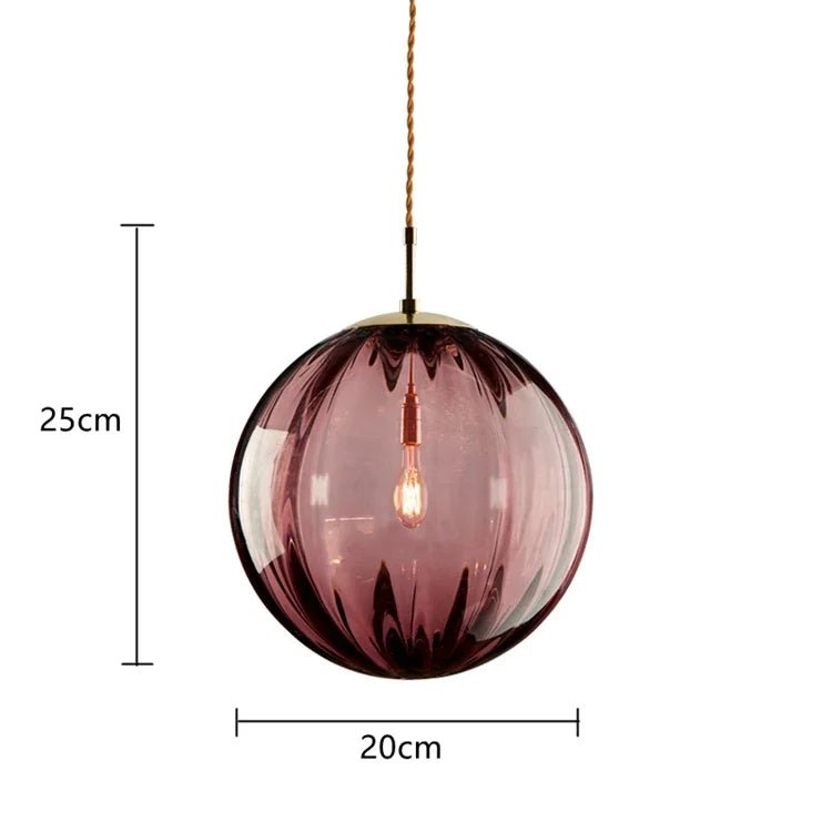 Luminaire Suspension Design Sphérique Verre Strié LED Nordique