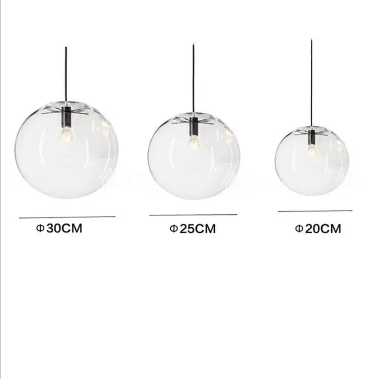 Luminaire Suspension Design Sphérique Verre Transparent Moderne