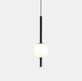 Luminaire Suspension Design Tige Fine Laiton & Globe Verre Laiteux