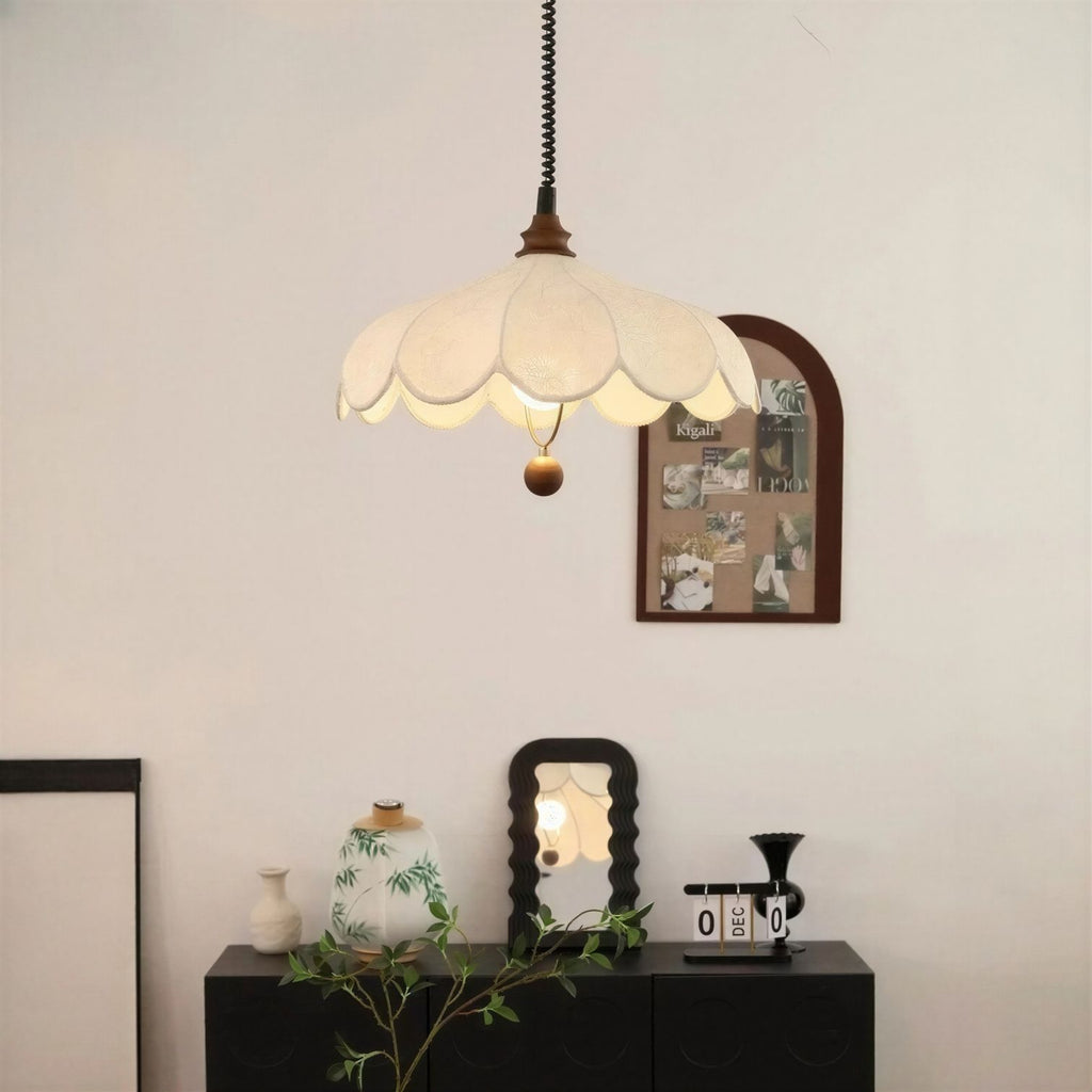 Suspension Luminaire Design Tissu Rétractable Art Déco Vintage