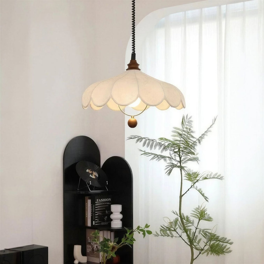 Suspension Luminaire Design Tissu Rétractable Art Déco Vintage