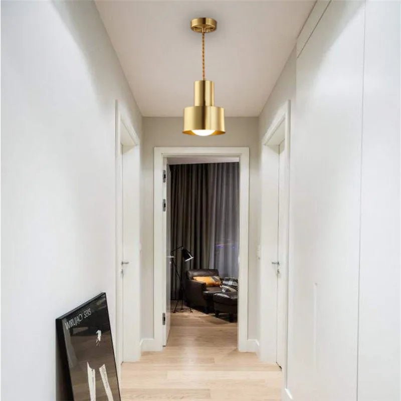 Suspension Luminaire Design Trompette Laiton Doré Nordique