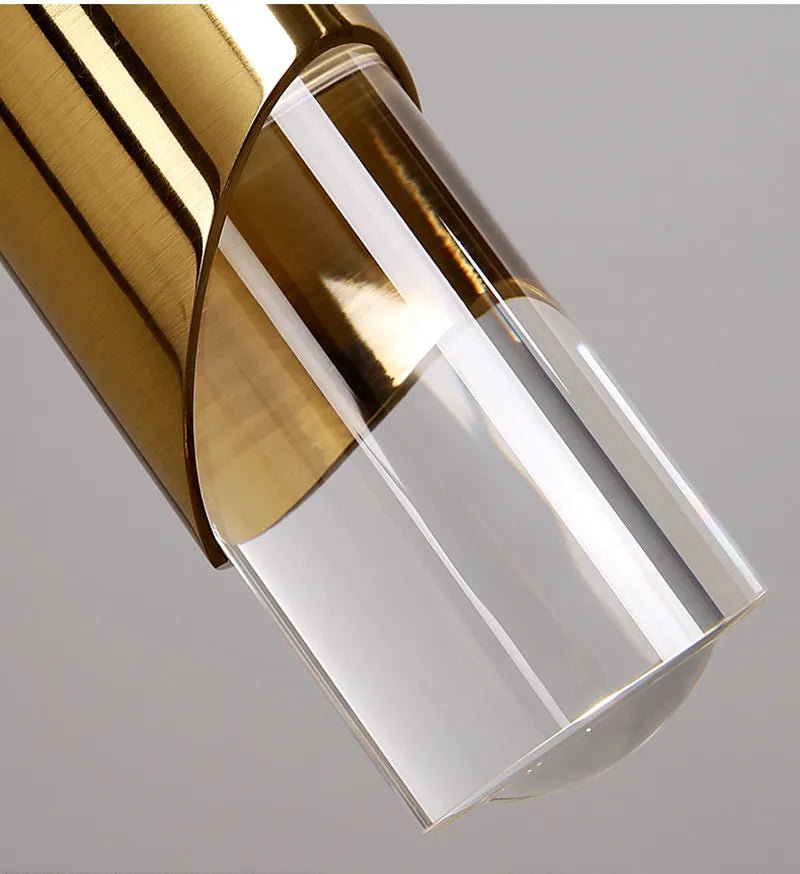 Suspension Luminaire Design Tube Cylindrique LED COB — Noir & Or